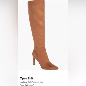 NWT Size 7M Barbara Knee High Boots Pointed Toe Tan Mocha Brown